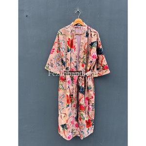 Ropa de dormir de terciopelo estampada hecha a mano elegante verano Resort Kimono Albornoz Forro de algodón elegante venta al por mayor Batas para primavera - Product Image 2