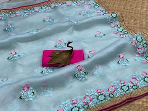 HILO DE ORGANZA SAREE HERMOSO RESAM DE FABZONE - Product Image 5