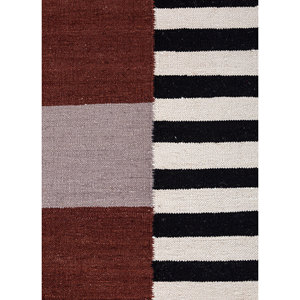 พรมลายตารางหมากรุกสีแดงและสีส้ม พรมขนสัตว์ทอลายแบน พรมลายทางสำหรับห้องโถง พรมปูพื้นห้องนั่งเล่นสำหรับตกแต่ง-ADWL-1316 - Product Image 3