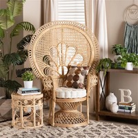 Fauteuil Paon en Rotin Original de Haute Qualité, Mobilier d'Art à Conception Traditionnelle pour Accessoires de Mariage Créatifs
