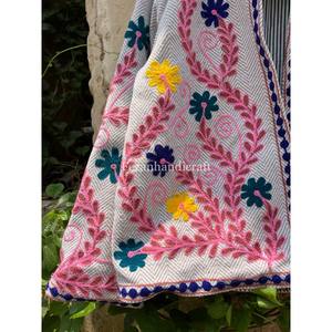 Unisex Short <b>Coat</b> with Designer Cotton Jute Fabric Jacket Uzbek Embroidery Suzani Women's <b>Coat</b> for Autumn - Product Image 3