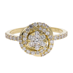 Elegant 14K <b>Gold</b> Rhodium Plated 0.62CTW Natural Diamond Classic Cluster Swirl <b>Ring</b> Unique Statement <b>Cocktail</b> Fine Jewelry - Product Image 1