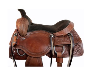 Selle Western en cuir de buffle véritable de qualité supérieure avec fibre et arbre en bois pour les courses de barils de chevaux et l'équitation - Product Image 2