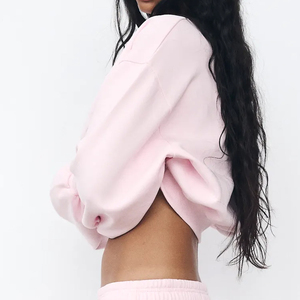 Haute qualité femmes automne/hiver haut court extérieur tissu épais sweat avec Logo personnalisé sur le devant pour le jogging - Product Image 3