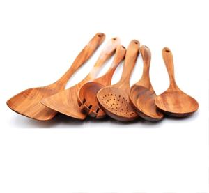 Ustensiles d'acacia à manche bleu Set d'outils de cuisine en bois de manguier naturel fabriqué en Inde - Product Image 5