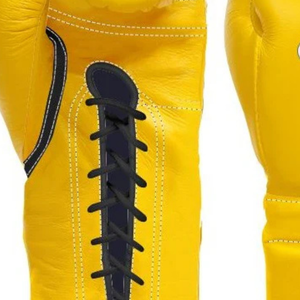 Gants de boxe à lacets Winning, jaune et noir, cuir véritable de qualité supérieure, gants d'entraînement et de combat professionnels, 8oz 10oz 12oz 14oz 16oz - Product Image 5