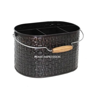 Ustensiles de cuisine en métal galvanisé Caddy de service de bureau Outils de cuisine de table New Look Rectangle Shape 6 Compartiments Silver - Product Image 5