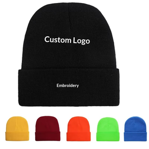 High Quality Outdoor Sports Winter Stylish <b>Hats</b> Custom logo Cuffless Beny Cap <b>Knitted</b> <b>Hat</b> Beanie With Custom logo - Product Image 3
