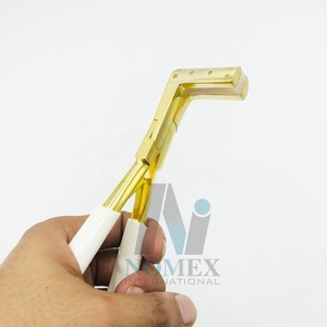 Cinta de acero inoxidable de grado Quirúrgico Internacional Nomex, alicates para extensiones de cabello, manijas de agarre blancas chapadas en oro, profesional - Product Image 3