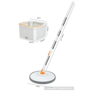 Escobilla de limpieza giratoria 360 grados con separador de agua limpia y sucia, mango largo y cesta de plástico para una fácil limpieza del hogar - Product Image 3
