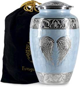 Grande urne funéraire bleu ciel avec souvenir unique pour cendres humaines Urnes décoratives sculptées à la main pour cendres adultes Femmes et hommes - Product Image 5