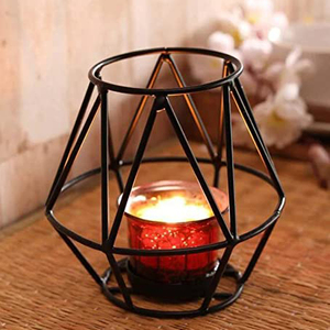 Meilleur prix de gros nordique maison bureau décorer 3 pièces forme géométrique chauffe-plat lumière bougeoir ensemble luxe fer verre votive - Product Image 3