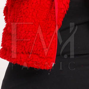 <b>Women's</b> Red 100% Wool Jersey <b>Hoodie</b> Customizable Winter Thick <b>Fur</b> <b>Hoodie</b> Hip Hop Style Own Brand Logo <b>Lined</b> Plain Street Design - Product Image 5