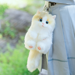 DUPAN Portachiavi in Peluche Morbido a Forma di Gatto Seduto, Ciondolo Fatto a Mano, Charm per Borse per Uso Quotidiano - Product Image 5