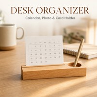 Support de Calendrier de Bureau en Bois Massif Sculpté, Organisateur pour Affichage de Photos, Cartes, Menus, Décoration de Table pour Maison et Bureau, Vente en Gros OEM ODM