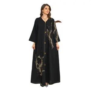 Abaya For Women 2024 Floral Embroidery Luxury Casual Loose Dress Elegant Evening Prom Dresses Female Clothing