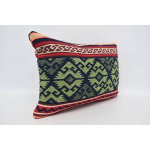 Almohada de lana geométrica de 16x24 pulgadas, cojín estampado Vintage verde de lujo, técnica tejida portátil para ropa de cama de sofá - Product Image 3