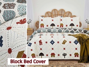 Cubrecama Reversible de Algodón de 400 Hilos con Estampado Geométrico Indio de Lujo, Ecológico, Lavable, Estilo Tradicional, para Todas las Temporadas - Product Image 2