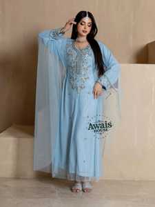 Caftán Abaya Jalabiya de Diseño Árabe, Bordado Elegante con Lentejuelas y Cristales, 100% Poliéster, Modesto, Largo, Simple, Hasta el Suelo, Corte en A - Product Image 3