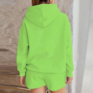 Conjuntos de Sudadera con Capucha y Pantalones Cortos Casuales de Invierno para Mujer, 100% Algodón, Forro Polar Transpirable, Cintura Elástica, Calidad Premium - Product Image 3