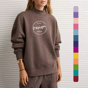 Sudadera de Invierno para Mujer de Alta Calidad, Cuello Alto Simulado, 100% Algodón, Ligera, Estilo Urbano, Hombros Caídos, Logotipo Personalizado - Product Image 4