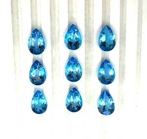 Cuentas de piedra suelta de corte de pera de Topacio Azul suizo Natural de 8x12mm, piedras preciosas sueltas facetadas de Topacio azul para la fabricación de joyas por mayorista - Product Image 2