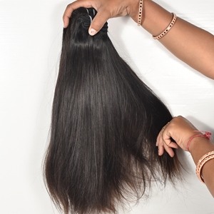 Extensions de cheveux vierges indiens naturels non traités, couleur noire naturelle, alignés sur les cuticules, lisses et soyeux, pour tissage, par Export - Product Image 1