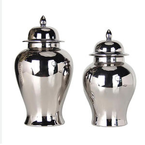 Meilleur prix Pot à gingembre plaqué or noir avec couvercle avec pot à gingembre de luxe simple décoratif pour la maison de style américain - Product Image 6