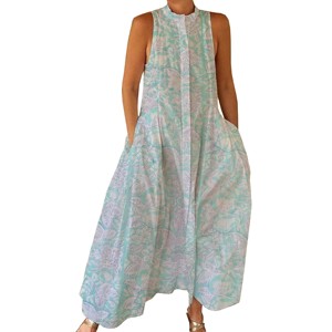 Combinaison décontractée d'été 100% coton, imprimé floral à la main, tissage doux avec fermeture éclair pour le printemps/été, adultes BPJS072 - Product Image 1