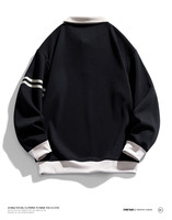 Sweat-shirt unisexe surdimensionné à col contrastant brodé, style Harajuku, uniforme de baseball, streetwear, 100% polyester