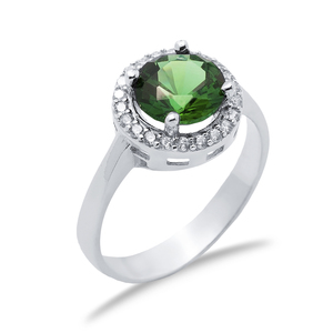 Esmeralda CZ piedra forma redonda turco hecho a mano al por mayor anillo de racimo de plata esterlina 925 - Product Image 3