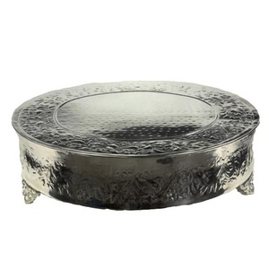 Large Selling Product Nickel Finished <b>Cake</b> <b>Server</b> Stand Use For Tableware Decoration Embossed Design Rounded Shape Good Quality - Product Image 1