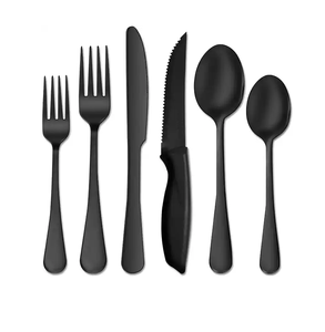 Cuchara de postre de acero espejado Negro Mate Sostenible Excelente calidad Cuchara de diseño único Vajilla usada - Product Image 1