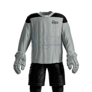 Último diseño de alta calidad recién llegado para hombres adultos conjuntos de uniformes de hockey sobre hielo 100% poliéster ecológico transpirable - Product Image 5