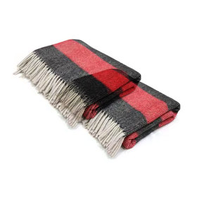 Premium Quality Herringbone Stripe Woolen <b>Blanket</b> Red and <b>Blue</b> Soft and Stylish Woven Technics Low Price - Product Image 1