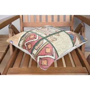 Luxury 16x16 Beige Kilim Patchwork Wool Pillow Woven Vintage <b>Fluffy</b> Patterns Portable for <b>Bedding</b> Rustic Design for Christmas - Product Image 4