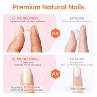 Modelones Melkwitte Opzetnagels Amandelvorm, Zomerse Korte Kunstnagels, Herbruikbare Nagelset met Nagellijm Adhesieve Pads Mini Nagels