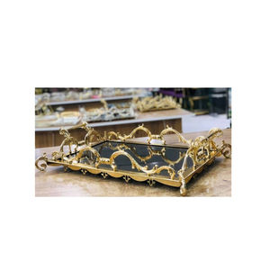 Fabuleux Design métal rond décoratif doré plateau décor à la maison plateau pour les meilleurs plateaux de vente par Indian Metal World - Product Image 6