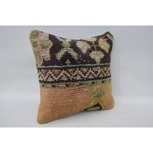 Cojín Decorativo Bohemio Vintage de Lana Beige de 12x12 Pulgadas, Tejido Kantha, Bordado, Antideslizante y Ecológico - Product Image 2