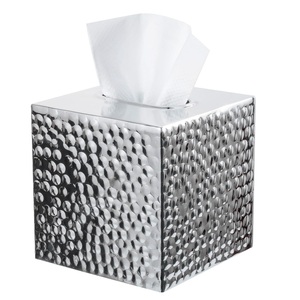 Modern Rectangle Hammered Metal Eco-Friendly <b>Tissue</b> <b>Box</b> with Floral Accents Wholesale Napkin Holder Customizable Table Accessory - Product Image 5