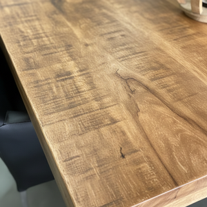 <b>Solid</b> Mango <b>Wood</b> Eco-Friendly Handmade Rectangle Dining <b>Table</b> | Industrial Cross Metal Base | Modern Restaurant Dining Room - Product Image 2