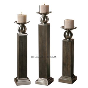 เขากวางดีไซน์แบบเคลือบด้วยผงสีดำและที่วางเทียนชุบทองเกรดสูง - Product Image 3