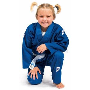 Traje de Judo Green Hill para Niñas, Ropa Deportiva de Entrenamiento para Gimnasio, Hecho de Poliéster y Algodón, Logotipo Bordado, Azul - Product Image 1