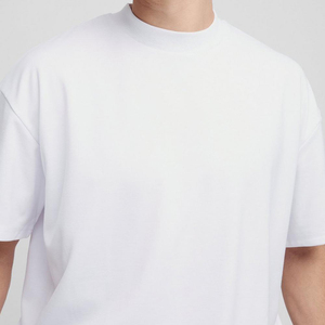 T-shirt pour homme avec logo personnalisé T-shirt uni Streetwear T-shirt ras du cou côtelé surdimensionné en coton épais pour homme Expédition DDP - Product Image 3