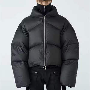 แจ็กเก็ตแบบขนเป็ดบุนวมสำหรับผู้ชายมาใหม่2025กันลมมีฮู้ดสีดำอบอุ่นในฤดูหนาวผ้าใบ - Product Image 1