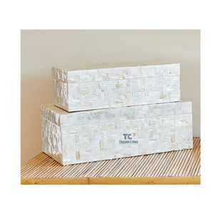 Boîte à bijoux en incrustation de nacre pour boîtes décoratives élégantes avec motif de mosaïque linéaire pour la vente en gros - Product Image 2