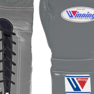 Gants de boxe à lacets Winning Gris Noir Cuir véritable Entraînement professionnel Sparring Gants de boxe Couleur classique 8oz 10oz 12oz 14oz - Product Image 3