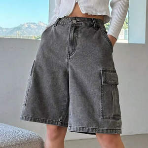 Pantalones Cortos Cargo de Mezclilla Personalizados de Alta Calidad para Hombre con Bolsillos, Estilo Urbano Sólido, 100% Algodón, Transpirables, Moda de Verano - Product Image 2