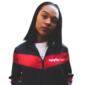 Womens <b>Red</b> Black Color Block Windbreaker Jacket Lightweight Nylon Streetwear Zip Up Fashion Outerwear - Product Image 3