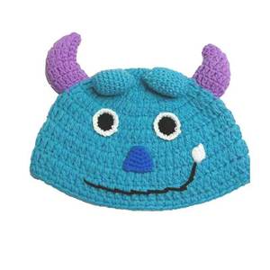 Gorro de Algodón Tejido a Crochet, Diseño Divertido de Dragón Azul, con Botones, Jacquard, Unisex, Cálido para Invierno, para Viajes, Ajustable - Product Image 6
